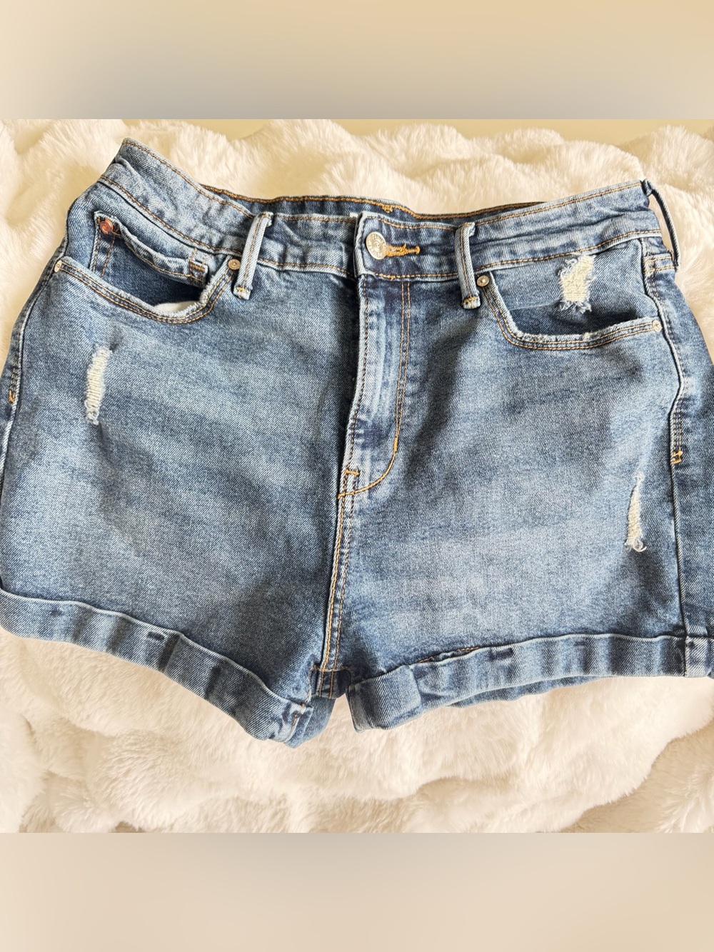 Denizen from Levi's Light Blue Distressed Mom Denim Shorts